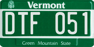 VT license plate DTF051