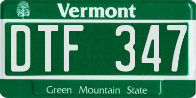 VT license plate DTF347