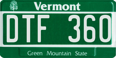 VT license plate DTF360