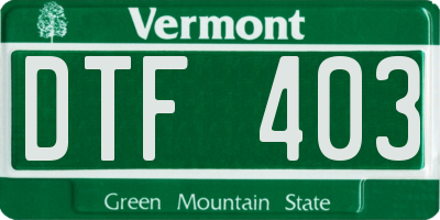 VT license plate DTF403