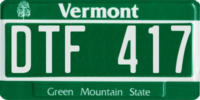 VT license plate DTF417