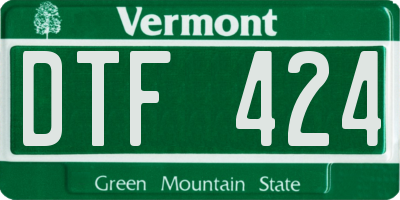 VT license plate DTF424