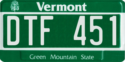 VT license plate DTF451