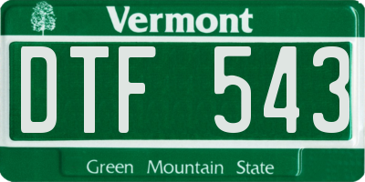 VT license plate DTF543