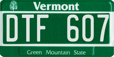 VT license plate DTF607