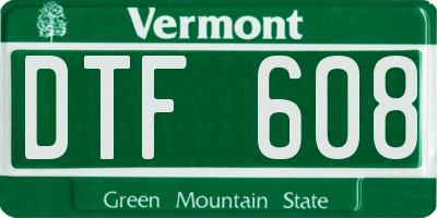 VT license plate DTF608