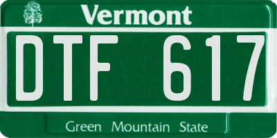 VT license plate DTF617
