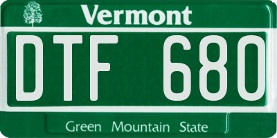VT license plate DTF680