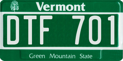 VT license plate DTF701
