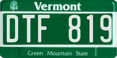 VT license plate DTF819