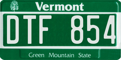 VT license plate DTF854