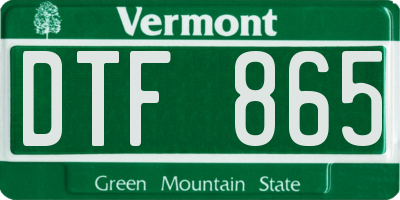 VT license plate DTF865