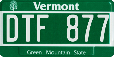 VT license plate DTF877