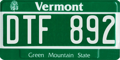 VT license plate DTF892