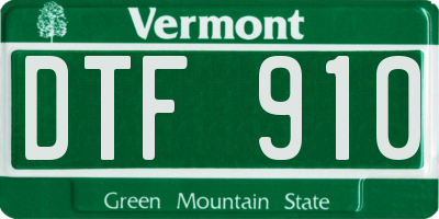 VT license plate DTF910