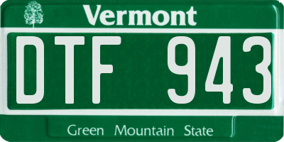 VT license plate DTF943