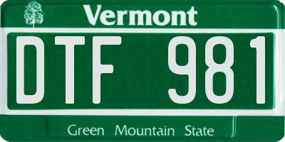 VT license plate DTF981