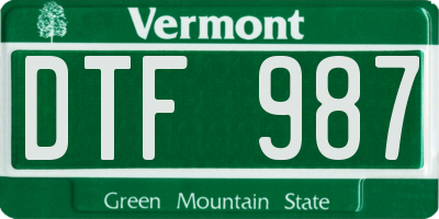 VT license plate DTF987