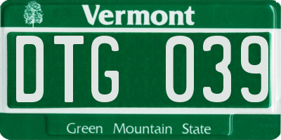 VT license plate DTG039