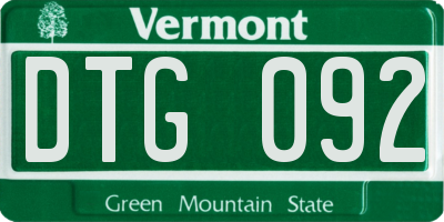 VT license plate DTG092