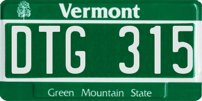 VT license plate DTG315