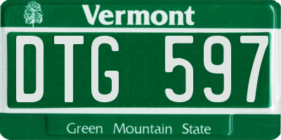 VT license plate DTG597