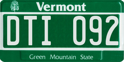 VT license plate DTI092
