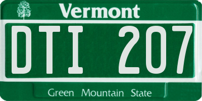 VT license plate DTI207
