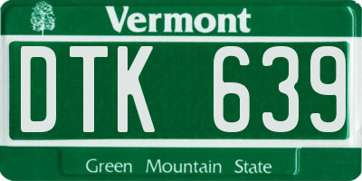 VT license plate DTK639