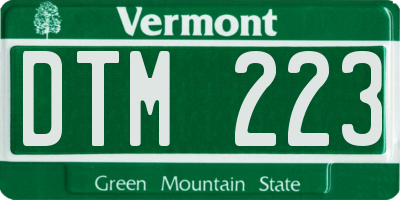 VT license plate DTM223