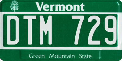 VT license plate DTM729