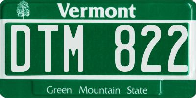 VT license plate DTM822