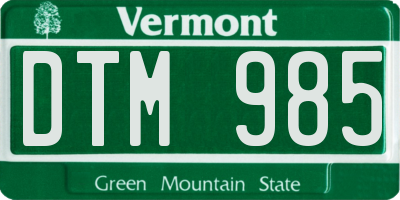 VT license plate DTM985