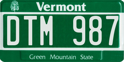 VT license plate DTM987