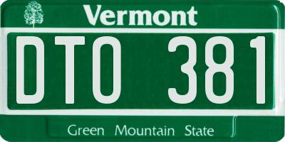 VT license plate DTO381