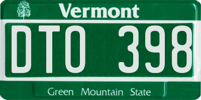 VT license plate DTO398