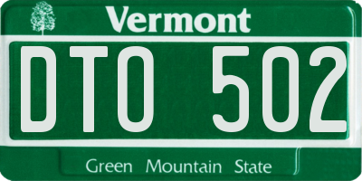 VT license plate DTO502