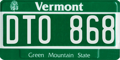 VT license plate DTO868