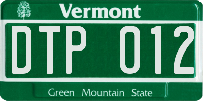 VT license plate DTP012