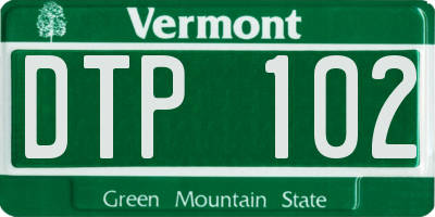 VT license plate DTP102