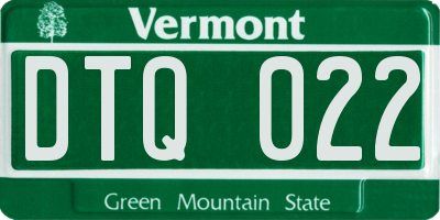 VT license plate DTQ022