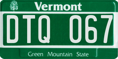 VT license plate DTQ067