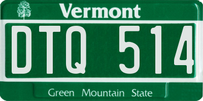 VT license plate DTQ514