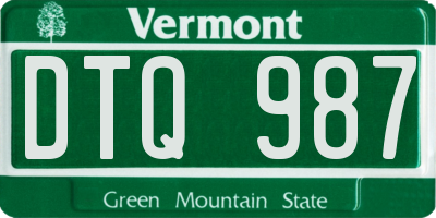 VT license plate DTQ987