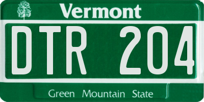 VT license plate DTR204