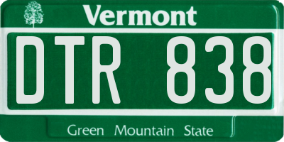 VT license plate DTR838