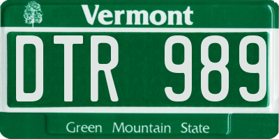 VT license plate DTR989