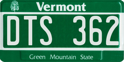VT license plate DTS362