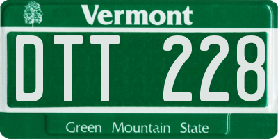 VT license plate DTT228