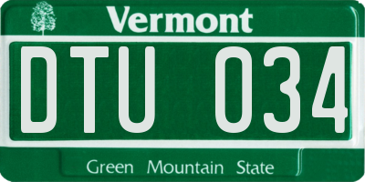 VT license plate DTU034